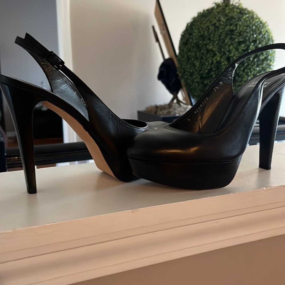 Stuart Weitzman Sling back, black platform, 5 inch heel and 1 inch platform